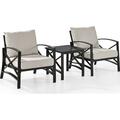 Crosley 3 Piece Kaplan Outdoor Seating Set with Oatmeal Cushion - Two Chairs, Side Table KO60016BZ-OL